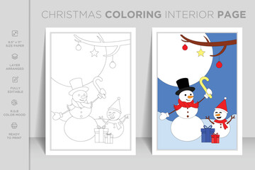 Ready to print complete Christmas coloring book interior page
