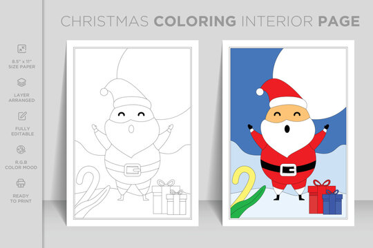 Ready to print complete Christmas coloring book interior page