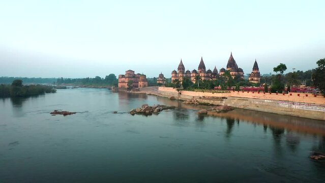 An Aerial Shot of The Royal Chhatris at Orchha, Madhya Pradesh, India
