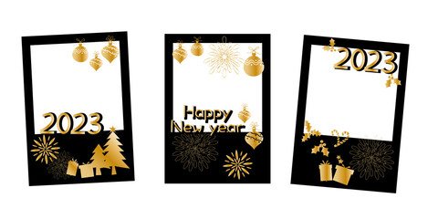 Set of New year photo frames. Happy new year celebration photo frame collection. 