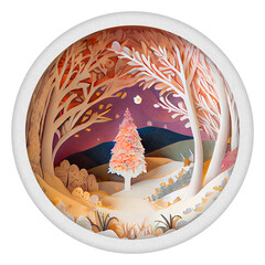Illustrated Papercut Christmas Diorama (Illustration) Transparent PNG