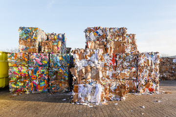 stack of  waste paper and cardboard for recycling