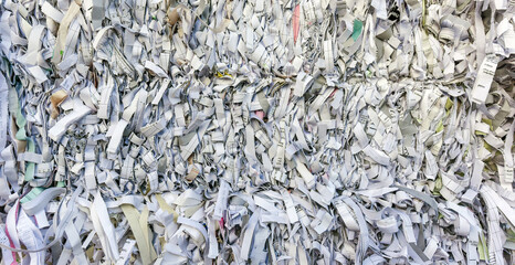 shredded waste paper ready for recycling