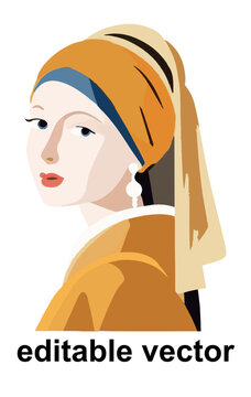 Girl With A Pearl Earring Editable Vector