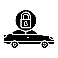 Locked Car Glyph Icon
