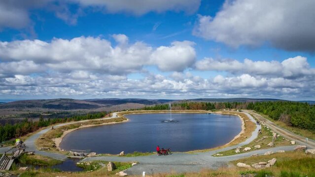 Time lapse of Wurmberg mountain and recretional park around the lake, Lower Saxony, Germany