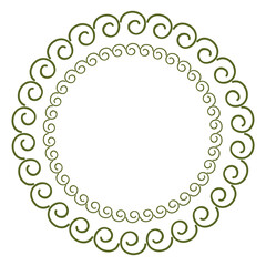 Round hand drawn botanical frame. Vector isolated design element.