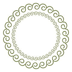 Round hand drawn botanical frame. Vector isolated design element.