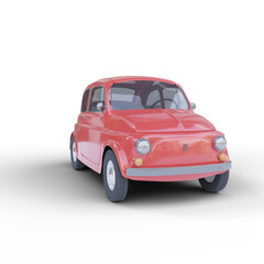 red car Fiat 500 3d render transparent background - obrazy, fototapety, plakaty