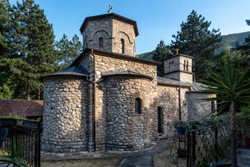 Fototapeta na wymiar Orthodox Christian Monastery. Serbian Monastery of John the Baptist (Manastir Jovanje). 13th century monastery located in Ovcar-Kablar gorge, Serbia, Europe 