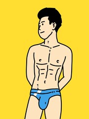 Fototapeta premium cute man cartoon on yellow background