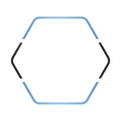 banner blue frame haxagon