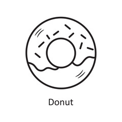 Donut vector outline Icon Design illustration. Bakery Symbol on White background EPS 10 File
