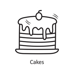 Cakes vector outline Icon Design illustration. Bakery Symbol on White background EPS 10 File