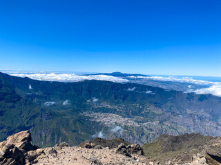 Beautiful view over Mafate and Cilaos circus in Reunion island