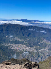 Beautiful view over Mafate and Cilaos circus in Reunion island