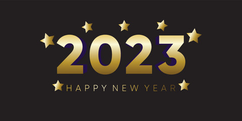 Happy new year background with gold 2023 text