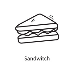 Sandwich vector outline Icon Design illustration. Bakery Symbol on White background EPS 10 File