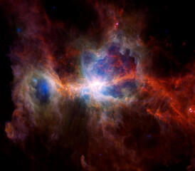 Orion Nebula in Infrared. Elements of this picture furnished by NASA.