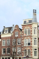 Fototapeta na wymiar Amsterdam Keizersgracht Canal Historic Brick House Facades, Netherlands