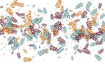 Yellow Foliage Background White Vector. Plant Seamless Texture. Golden Herb. Green Leaves September. Sale Frame.