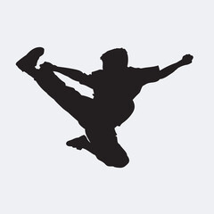 Karate martial art fighter vector silhouette. on white.