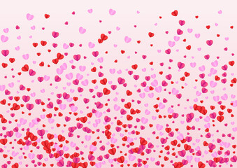 Pinkish Heart Background Pink Vector. Art Illustration Confetti. Violet Abstract Frame. Tender Heart Rain Backdrop. Red Greeting Texture.