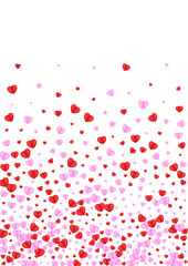 Tender Confetti Background White Vector. Mother Frame Heart. Violet Fall Texture. Red Confetti Day Backdrop. Pink Color Illustration.