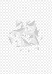 Silver Element Background Transparent Vector. Polygon Shadow Design. Hoar Beauty Banner. Origami Simple. Gray Triangular Template.