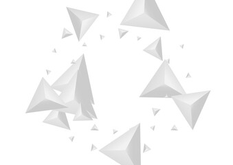 Greyscale Triangle Background White Vector. Pyramid Volume Card. Gray Trendy Illustration. Origami Geometric. Grizzly Triangular Tile.