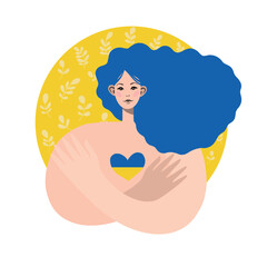 Ukrainian woman. Art. The concept of support for Ukraine. Stop war. Support for Ukraine. Vector illustration. Isolated