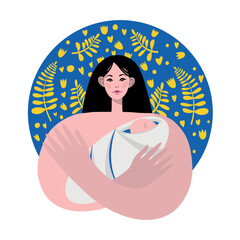 Ukrainian woman. Art. The concept of support for Ukraine. Stop war. Support for Ukraine. Vector illustration. Isolated