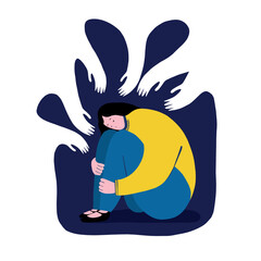 Depression. Visualizing Mental Struggles. Hand draw. Vector flat illumination 