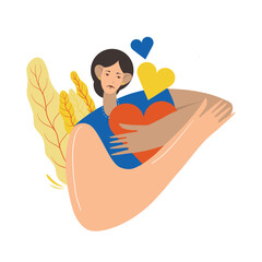 Ukrainian woman. Art. The concept of support for Ukraine. Stop war. Support for Ukraine. Vector illustration. Isolated