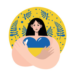 Ukrainian woman. Art. The concept of support for Ukraine. Stop war. Support for Ukraine. Vector illustration. Isolated