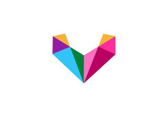 initial letter logo V 3D initial company icon business logo background illustration