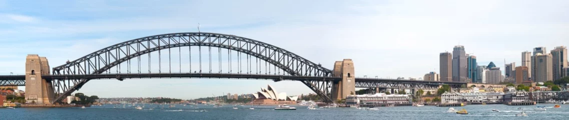 Foto op Plexiglas Sydney Harbour Bridge Panoramic cityscape of Sydney Harbour Bridge and CBD