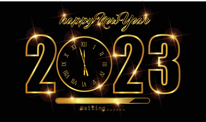 happy new year 2023 gold text background
