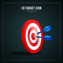 3D Target Icon Vector Illustration