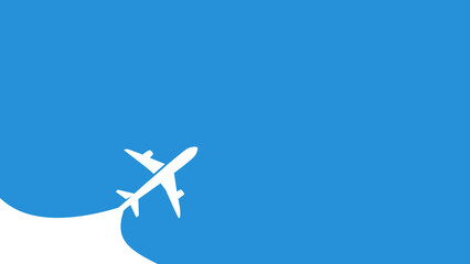 The plane flies on a blue background. plane tourism flying travel banner vector eps