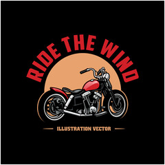 Classic, vintage motorcycle illustration logo vector in black background