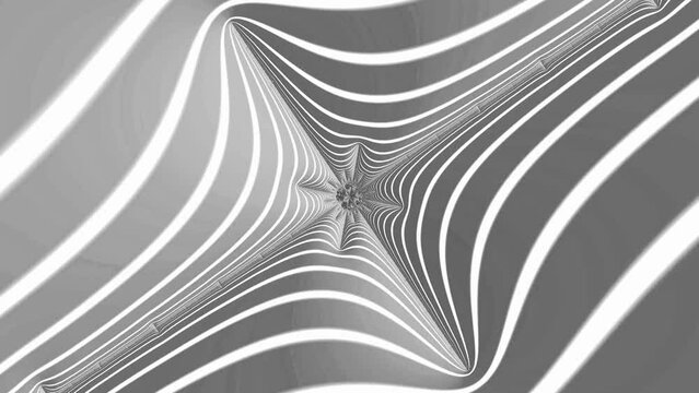 Black and white fractals in motion. Camera inside a geometric figure