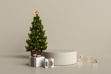Interior frane mock up with christmas tree