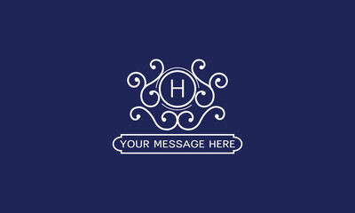 Vintage elegant initial H monogram design template. White color logo design isolated on dark background. Vector illustration