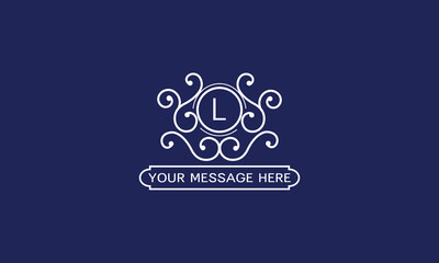 Vintage elegant initial L monogram design template. White color logo design isolated on dark background. Vector illustration