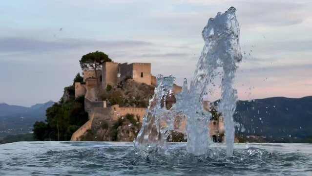 View of the minor castle from the big castle Xativa, Valencia, Spain 