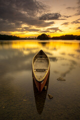 Blue hour view of the Dam scenery during sunrise at putrajaya lake.