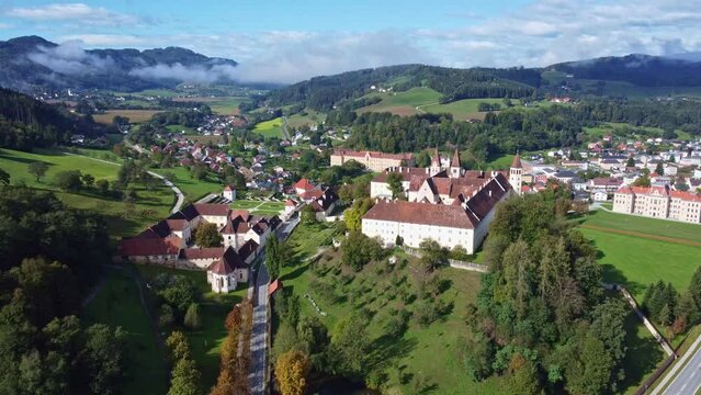 Aerial view of the Benedictine monastery St. Paul in Austria
