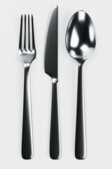 Realistic 3D Render of Cutlery Set