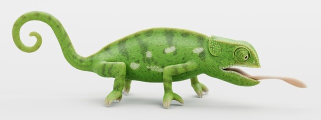 Realistic 3D Render of Flap Necked Chameleon